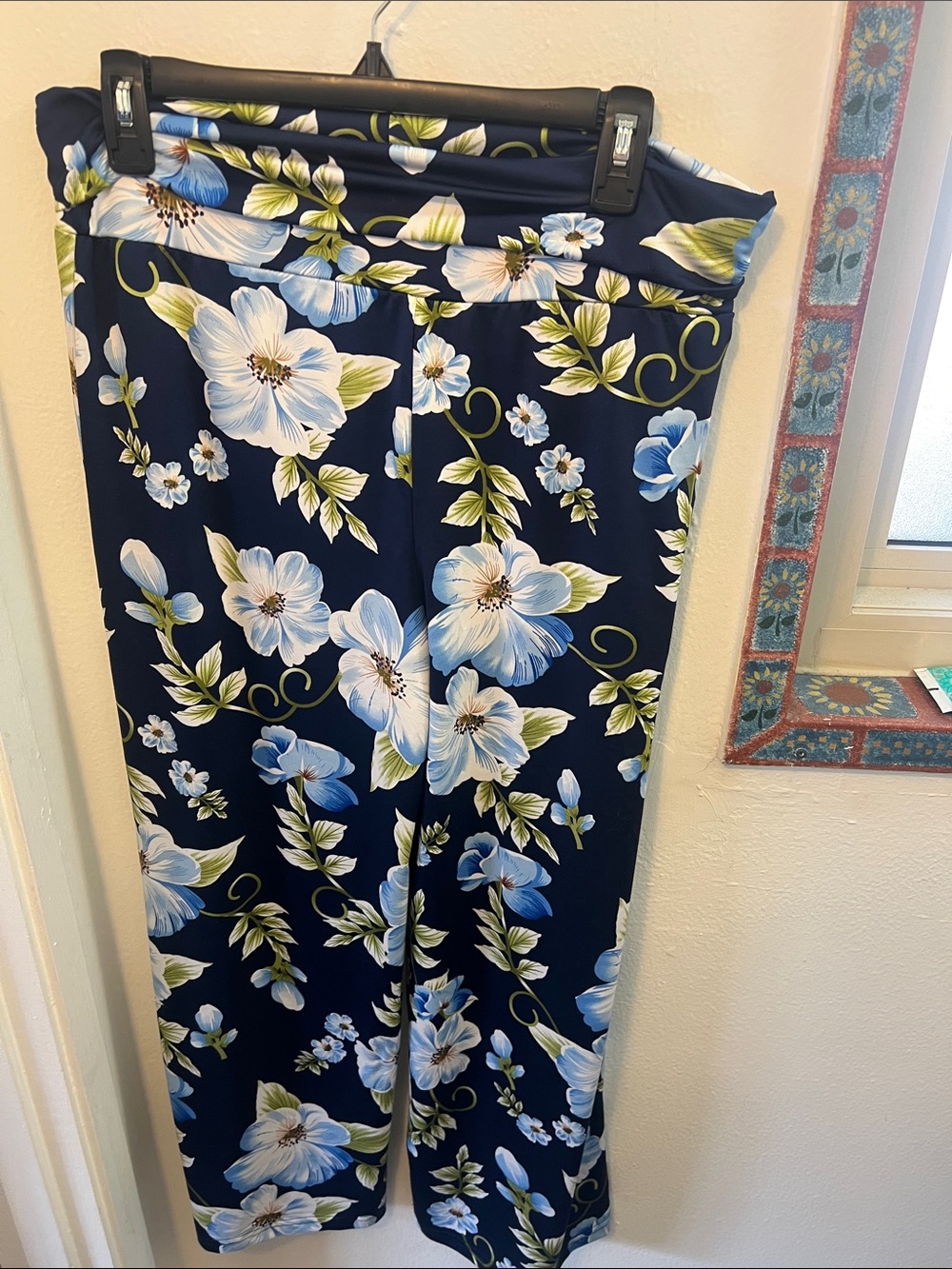 White Mark Navy Blue Floral Jumpsuit